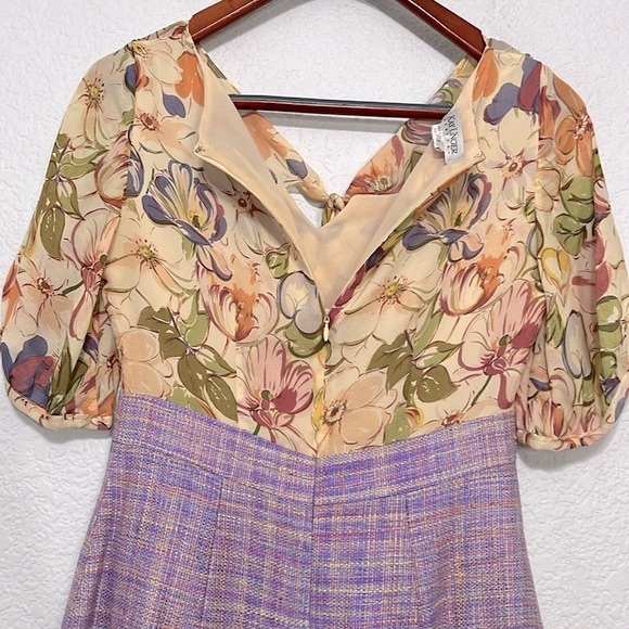Kay Unger Vintage Silk Floral Tweed Pinup Dress - Picture 10 of 16